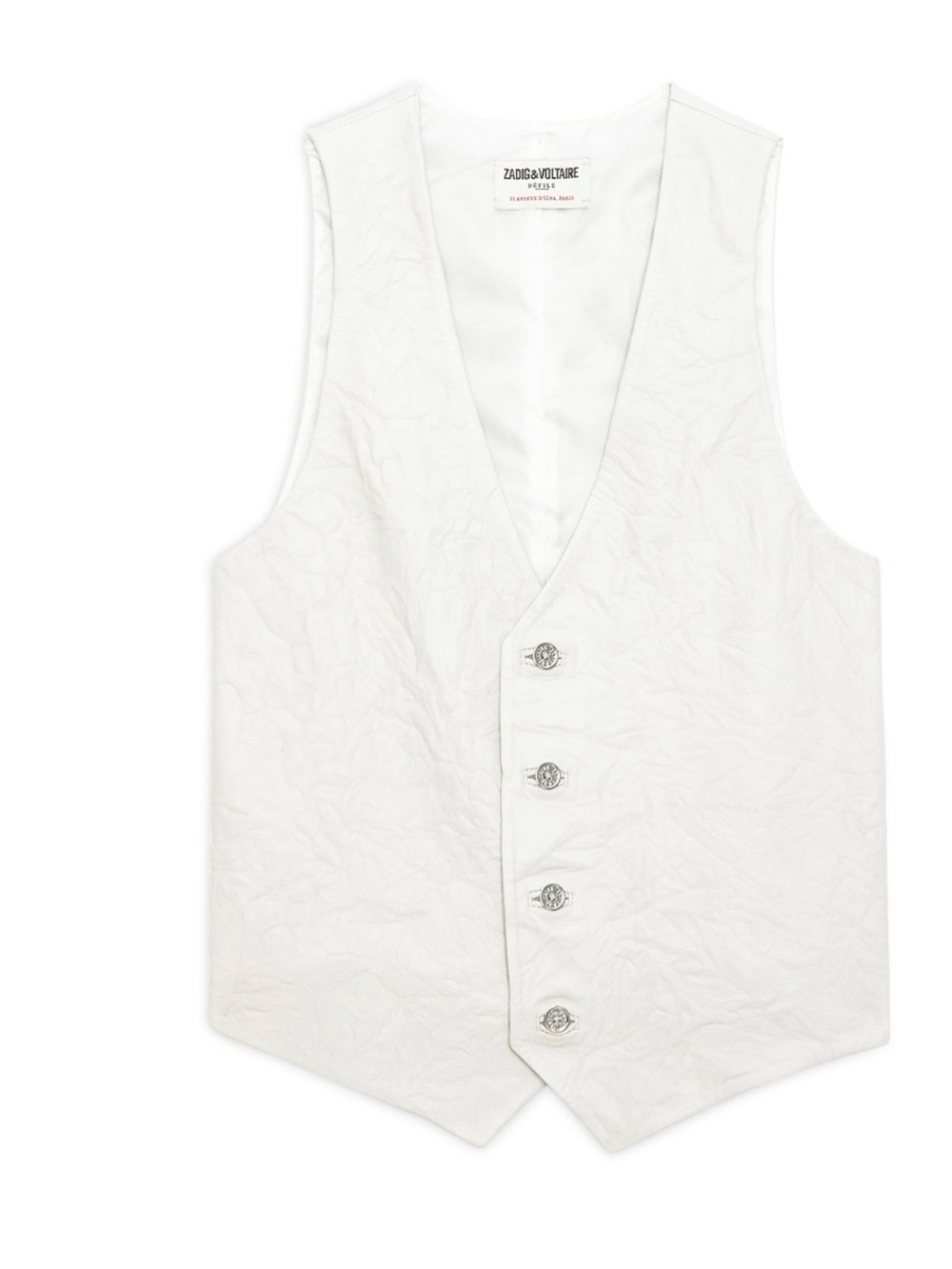 Zadig & Voltaire Cream V-Neck Buttoned Vest - Picture 6 of 6